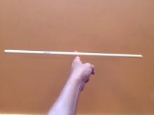 Long stick balanced on a finger