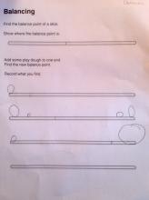 Worksheet drawings showing where the weight is added and the location of the balance point